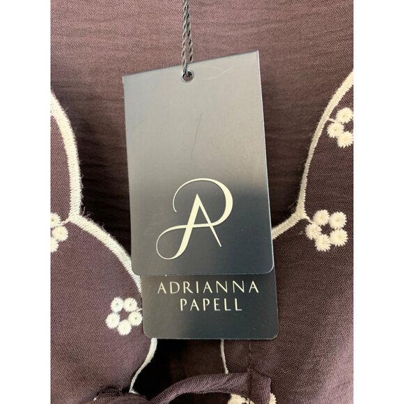 NWT Brown Embroidered Blouse Tie Front Puff Sleeves Boho Style NWT Size L - Picture 5 of 10